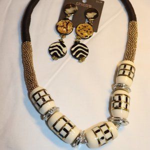 Chico's large beaded chunky necklace set- NWT